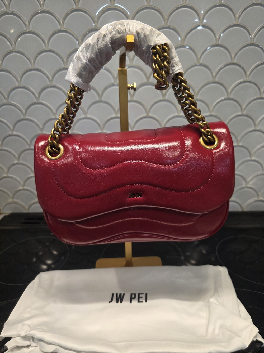 JW PEI Red Quilted Chain-Handle Shoulder Bag